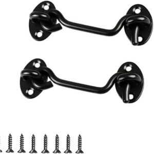 4” 4-Barn Door Latches Door Lock Hardware Wooden Fence Garage Door Black Steel